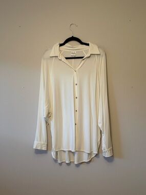 Jax & Lennon Bamboo Button-Up Top Cream Ivory Oversized M/L